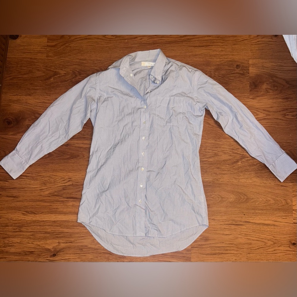 Claridge King Blue and White Micro-checked Women’s button down - Size small